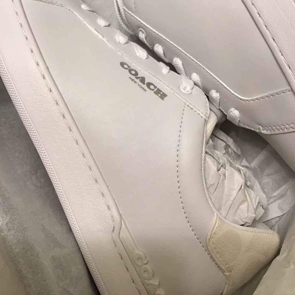 COACH ALL LEATHER OPTIC WHITE SIGNATURE SNEAKERS MENS - Picture 6 of 16